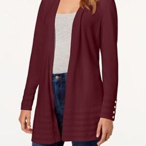 Charter Club Open-Front Cardigan in Red, Size XS